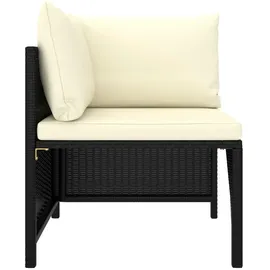 vidaXL Modular-Ecksofa mit Kissen Schwarz Poly Rattan
