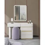 JV Möbel Pouf), Schminktisch mit Spiegel Luxus Schlafzimmer Komplett Weiß Lila Gold