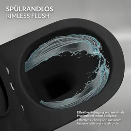 ECD Germany LuxeBath Hänge-WC mit WC-Sitz Schwarz matt