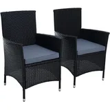 ESTEXO Polyrattan Gartensessel 55 x 44 x 59 cm schwarz 2 St.