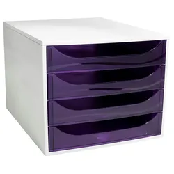 Exacompta 228619D ECOBOX Schubladenbox mit 4 Schubladen - Violett