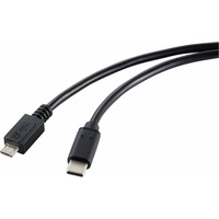 Renkforce USB-Kabel USB 2.0 USB-C® Stecker, USB-Micro-B Stecker 1.80 m Schwarz Gesamtschirm RF-57203