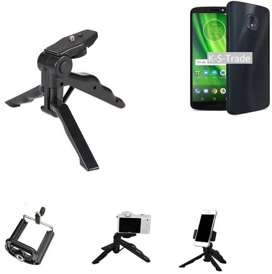 K-S-Trade für Motorola Moto G6 Play Smartphone-Halterung, (Stativ Tisch-Ständer Dreibein Handy-Stativ Ständer Mini-Stativ) schwarz