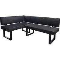 ByLIVING Eckbank Vancouver/Vintage Mikrofaser anthrazit/Metall Gestell schwarz pulverbeschichtet/Taschenfederkern/Langer Schenkel