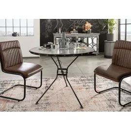 Massivmoebel24 Esstisch rund 100 x 80 x 100 cm grau