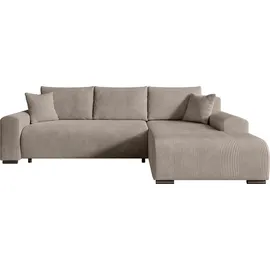 storez24 Eckcouch Cordstoff 2-Sitzer Braun