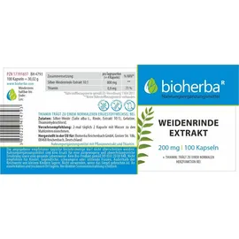 Bioherba Weidenrinde Kapseln 200 mg 100 St.