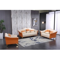 JVmoebel Sofa Orange-weiße Sofagarnitur 3+1+1 Sitzer Garnituren Moderne Sofas, Made in Europe orange