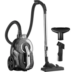 TECTAKE Staubsauger VC900, 900 W, beutellos, Hartboden und Teppich - schwarz/grau