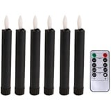 Sharplace 6 Stück LED-Kerzen, Fensterkerzen, Licht, Docht, flammenlose Stabkerzen, Kerzen mit Fernbedienung für Schlafzimmer, Tisch, Halloween, Schwarz