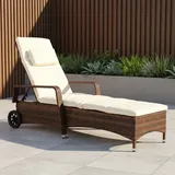 Sonnenliege Braun Gartenliege Rattan Terrassenliege Relaxliege Liegestuhl - Melko