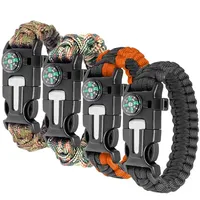 Ember Rock Survival Armband Kit 4er-Set für Outdoor Survival, Survival Kit Outdoor Armband überlebensarmband, Paracord Armband Herren, Überlebensarmband, Feuerstein, Kompass, zum Outdoor-Aktivitäten