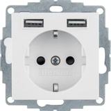 Berker Steckdose SCHUKO/USB A-A, polarweiß glänzend (48038989)