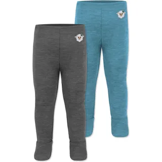 normani Outdoor Sports Normani, Outdoor Sports 2er Pack Baby Merino Unterhose mit Füßen in Blau/Anthrazit | Gr.: 56 Grau, Blau, 56