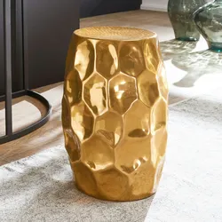 Kadima Design Orientalischer Beistelltisch `Enns`: Hammerschlag-Design, Aluminium, pflegeleicht. Gold, 30x30x47 cm