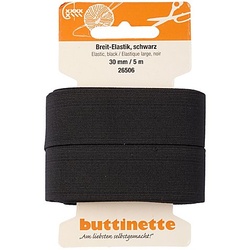 buttinette Gummiband "Breit-Elastik", schwarz, Breite: 30 mm, Länge: 5 m