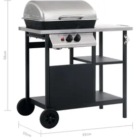 vidaXL Gasgrill mit Beistelltisch auf 3 Ebenen schwarz/silber 47391