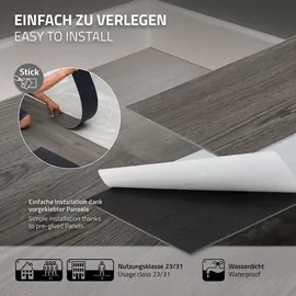 ML-Design PVC Bodenbelag, Selbstklebende 91,5x15,3 cm Eiche Grau