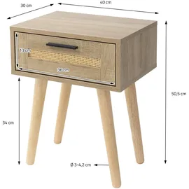 ML-Design Nachtschrank 2er Set 40 x 50,5 x 30 cm Beige/Braun
