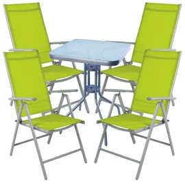 Mojawo Mojawo, Bistro Sitzgarnitur Bistrogarnitur 5-teilig Silbergrau/Lime