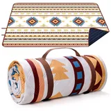 Picknickdecke Outdoor Picknickdecke 200x200cm, Tragbare Waschbar Strandunterlage, NUODWELL beige|braun