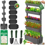 Kesser KESSER® Hochbeet mit Etagen Premium Blumenkasten Blumentreppe Pflanztreppe - Gemüsebeet Kräuterbeet Pflanzkübel Frühbeet Blumenbeet Pflanzkasten inkl. Gartenvlies- Beet für Terrasse Balkon &