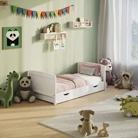 Kids Collective Babybett 60x120 umbaubar mit Schublade, Gitterbett, Kinderbett, höhenverstellbar & herausnehmbare Sprossen | weitere Größen: 70x140cm | 60x120cm... - Weiß