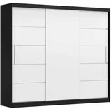 fabryka mebli idźczak imoebel24 Schwebetürenschrank, Schwarz, Weiß, Holzwerkstoff, 9 Fächer, Rechteckig, 250x218x61 cm, Schlafzimmer, Kleiderschränke, Schwebetürenschränke