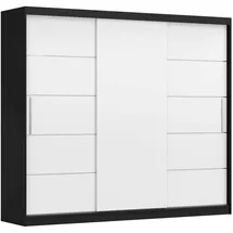 fabryka mebli idźczak imoebel24 Schwebetürenschrank, Schwarz, Weiß, Holzwerkstoff, 9 Fächer, Rechteckig, 250x218x61 cm, Schlafzimmer, Kleiderschränke, Schwebetürenschränke