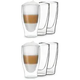 Feelino DUOS doppelwandiges Glas 400 ml Trinkglas Espresso Borosilikatglas Transparent