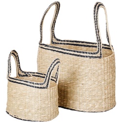 Broste Copenhagen - Lykke Korb, natur / schwarz (2er-Set)