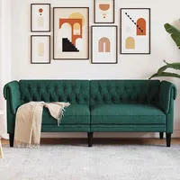 vidaXL Chesterfield-Sofa 3-Sitzer Dunkelgrün Stoff