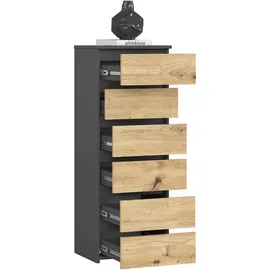 akord furniture factory Akord Kommode 40 x 109 x 35 cm Graphitgrau / Eiche Artisan