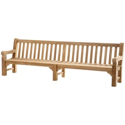 Casa Padrino Luxus Teakholz Sitzbank / Gartenbank Naturfarben 300 x 69 x H. 95 cm - Massivholz Bank - Gartenmöbel - Teakholz Möbel - Luxus Qualität