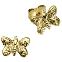 ZEEme Paar Ohrstecker »Gold 333 Schmetterlinge«, 572231-0 gelb