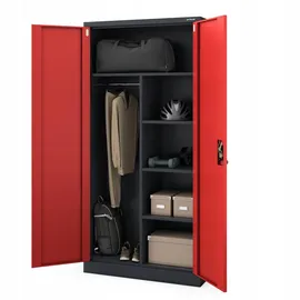 Jan Nowak Mehrzweckschrank, Rot, Anthrazit, Metall, 90x185x45 cm Arbeitszimmer, Aktenschränke