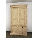 Casa Padrino Landhausstil Schlafzimmerschrank Naturfarben 120 x 59 x H. 210 cm - Massivholz Kleiderschrank mit 3 Türen und 3 Schubladen - Massivholz Schlafzimmer Möbel im Landhausstil