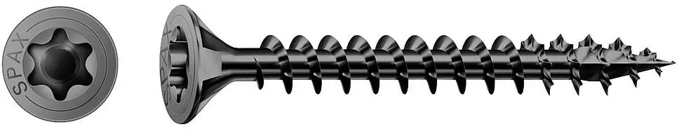 Senkkopfschraube SPAX®, schwarz verzinkt, Vollgewinde, 4x60mm, VPE:200