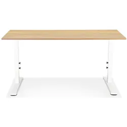 Kadima Design Höhenverstellbarer Bürotisch  140x70 cm  Holz-Metall Platzsparend Design  Arbeitstisch Beige-Weiß