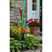 MF Alta Fronte Gartenstecker, Abstraktes Gesicht, Bunt Lackiertes Metall, 86,5 cm Höhe