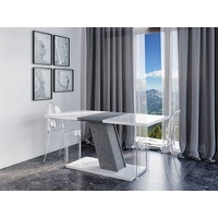 Esstisch KROSS 120-160x80 Küchentisch Esszimmer Weiß Matt Betonoptik Ausziehbar Säulentisch NEU
