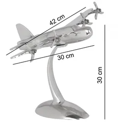 FineBuy Design Deko Flugzeug Propeller aus Aluminium Flieger Farbe Silber NEU