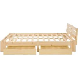 Homestyle4u Holzbett 160 x 200 cm Braun