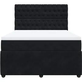 vidaXL Boxspringbett mit Matratze Schwarz 140x200 cm Samt