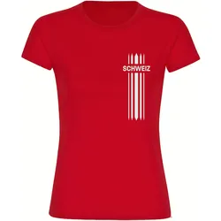 multifanshop Damen T-Shirt - Schweiz - Streifen - Druck weiß - Frauen
