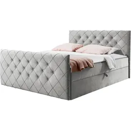 Mirjan24 Boxspringbett Malaga, Moderne Doppelbett mit zwei Bettkästen, Schlafzimmer (Amor Velvet 4318, Größe: 140x200 cm) - Grau