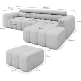 Livora Eckcouch Chenille 2-Sitzer Beige