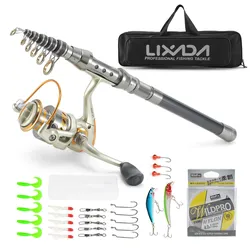Lixada Teleskop-Angelruten- und Rollen-Kombination, komplettes Set, Spinn-Angelrollen-Ausrüstung, Organizer, Stangen-Set 1.5M