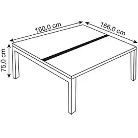 Paperflow easyDesk Doppelschreibtisch buche rechteckig, 4-Fuß-Gestell weiß 160,0 x 166,0 cm