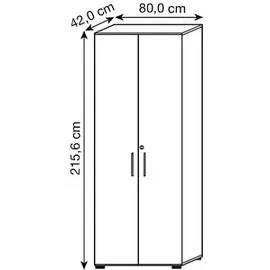 Hammerbacher 968T6 Aktenschrank 80,0 x 42,0 x 215,6 cm grafit/nussbaum